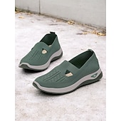 cheap Women&#039;s Sneakers-Women&#039;s Green Slip-On Athletic Sneakers with Breathable Mesh, Arch Support, Perfect for Walking and Casual Wear