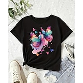 cheap Girl&#039;s 3D Animals-Girls&#039; 3D Butterfly T shirt Tee Short Sleeve Summer Spring Fashion Basic Kids 4-12 Years Crew Neck Outdoor Casual Daily Regular Fit