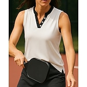 economico Camicia Donna-US Open Per donna Patchwork Maglia da tennis Senza Maniche Rilegatura a contrasto Traspirante Tennis Pickleball Scollo a V Top Nero Bianco Abbigliamento da tennis