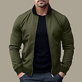 preiswerte Herrenjacken &amp; Herrenmäntel-Herren Bomberjacke übergangsjacke Täglich Leicht Tasche Frühling &amp; Herbst Klassisch Stehkragen Regulär Schwarz Gelb Rot Marineblau Königliches Blau Jacken
