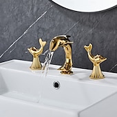 economico Rubinetti per lavandino bagno-Rubinetto per lavabo - Ampia diffusione Cromo / Galvanizzato Rubinetto a tre fori Due maniglie tre foriBath Taps
