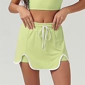baratos Saias e Skorts Femininos-Aberto dos EUA Mulheres Saia de tênis Saias de tênis com shorts Com Cordão Assimétrico Encadernação de contraste Elasticidade Alta Tênis Golfe Corrida Branco Azul Marinho Escuro Verde Roupas de tênis