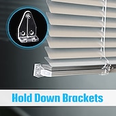 cheap Shower Curtains-12 Pieces 1 Inch Hold Down Brackets Clear Plastic Hooks Blind Holder Replacements for 1 Inch Mini Horizontal Blinds Shades Windows Doors