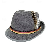 preiswerte Fedora-Hut-Herren Fedora-Hut Oktoberfesthut Schwarz Marineblau Modal Feder Mode Lässig Straße Täglich Farbblock Sonnenschutz Atmungsaktiv
