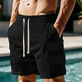 baratos Feriado-Homens Bermuda Cargo Shorts de praia Shorts de Corrida Shorts casuais Shorts de Academia Com Cordão Cintura elástica Perna reta Tecido Conforto Pavio Humido Comprimento do joelho Esportes Diário