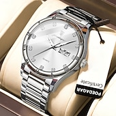 abordables Montres à quartz-878 nouvelle montre multifonctionnelle rétro pour hommes, double calendrier, veilleuse, montre à quartz étanche pour hommes