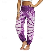 cheap Bottoms-Retro Vintage Boho 1970s Harem pants Yoga Pants Hippie Tie Dye Smocked Waist Rainbow Fancy Dress Women's Halloween Carnival Pride Parade Pride Month Festival Adults' Pants