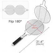 cheap Grills &amp; Outdoor Cooking-Round Portable BBQ Grill Basket, Stainless Steel Fish Grill Rack with Removable Secure Locking Handle, Grill Accessories for Outdoor Grill Vegetables Fishes Shrimp