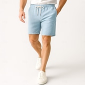 baratos Calções Elite Masculinos-Homens Calção Shorts de praia Com Cordão Cintura elástica com cordão Tecido Respirável Pavio Humido Curto Formal Casamento Ao ar livre Elegante Férias Branco Amarelo Micro-Elástica