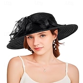 tanie czapki imprezowe-damskie organza kentucky kapelusze przeciwsłoneczne - szerokie rondo kwiatowe kapelusze kościelne kapelusz plażowy derby na przyjęcie herbaciane ślub suknia ślubna
