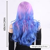 お買い得  トレンドの合成ウィッグ-人工毛ウィッグ ウェーブ レイヤード・ヘアカット バング付き 機械製 かつら 24 インチ A1 合成 女性用 ミドル部 クラシック カラーグラデーション マルチカラー
