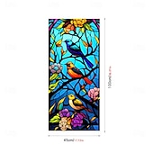 abordables Pegatinas de pared-Pegatina de ventana retro con diseño de flores y pájaros, de PVC, electrostática, no adhesiva, extraíble, con patrón de colores aleatorios.
