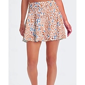 preiswerte Damenröcke &amp; Skorts-Damen Blumenmuster Lässiger Rock Tennisröcke mit Shorts Über dem Knöchel Feuchtigkeitsableitend Atmungsaktiv Tennis Golfspiel Pickleball Blau Orange Grün Tennisbekleidung