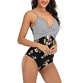abordables Maillots une pièce et tankinis-Femmes Maillot de bain 1 pièce Dos Nu Maillot de Bain Fleuri Maillots de Bain Noir Blanche Respirant Séchage Rapide Sans manches - Natation Surf Plongée en apnée Été