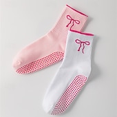 halpa Henkilökohtainen hoito ja terveys-3 paria pitäviä pilates-sukkia naisille, liukumattomat jooga-urheilusukat, pitkät puuvillaiset liukumattomat sukat silikonipisteillä, hengittävät hiljaiset barre-sukat sisätiloissa käytettäväksi