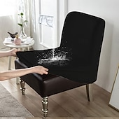 baratos Cobertura de Sofa-Capa para cadeira elástica sem braços, de cor sólida e à prova d&#039;água, de 1 peça, em couro sintético durável, para cadeiras individuais grandes, ideal para proteção de móveis residenciais e de hotéis