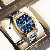 abordables Montres à quartz-Montre de luxe pour homme, lumineuse, étanche, avec date et semaine, en acier inoxydable, à la mode, originale, à quartz