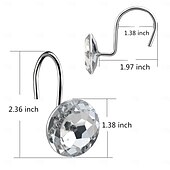 cheap Shower Curtains-12 Pcs Acrylic Decorative Rolling Diamond Shower Curtain Hooks Rust Proof Rhinestones Crystal Bling Shower Curtain Hooks for Curtain and Shower Rod, Clear Round