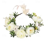 billige Tilbehør til hårstyling-bohemsk hårtilbehør skogsblomst bryllupspannebånd grøntområder blomsterkrone krans fotorekvisitt