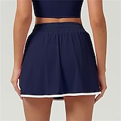 baratos Saias e Skorts Femininos-Aberto dos EUA Mulheres Saia de tênis Saias de tênis com shorts Com Cordão Assimétrico Encadernação de contraste Elasticidade Alta Tênis Golfe Corrida Branco Azul Marinho Escuro Verde Roupas de tênis