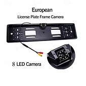 economico Telecamera posteriore auto-Telecamera posteriore con cornice per targa UE con visione notturna a 8 LED – Telecamera di retromarcia impermeabile per parcheggio auto