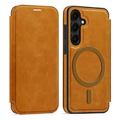 رخيصةأون جراب سامسونج-هاتف غطاء من أجل سامسونج جالاكسي S24 Ultra Plus س24 FE S23 Ultra S23 Plus ق 25 اس 25 بلس اس 25 الترا حالة الامتزاز المغناطيسي غطاء الوجه دعم الشحن اللاسلكي فتحة لبطاقة ضد الصدمات TPU