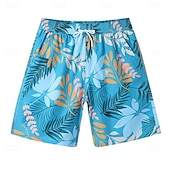voordelige Heren Elite Shorts-Voor heren Korte broek Strandshorts Trekkoord Grafisch Blad dier Ademend Sneldrogend Knielengte Buiten Vakantie Huis Vakantie Etnische stijl Meerblauw Leger groen Rekbaar