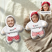 cheap Personalized Textiles-Custom Face Photo Pillow Couple Personalized Gift Toy Plush Doll Link with a Line Ideal Gift for Her Him Best Girfriend Boyfriend