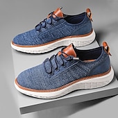 Χαμηλού Κόστους Ανδρικά Sneakers-Ανδρικά Αθλητικά Παπούτσια Τρέξιμο Περπάτημα Αθλητικό Καθημερινό ΕΞΩΤΕΡΙΚΟΥ ΧΩΡΟΥ PU Δέρμα Δίχτυ Αναπνέει Άνετο Αντιολισθητικό Δαντέλα μέχρι πάνω Μπλε Χακί Άνοιξη Φθινόπωρο Χειμώνας