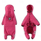 baratos capa de chuva-Capa de chuva para cachorro, capa de chuva impermeável com capuz, capa de chuva refletiva alta para animais de estimação com furo para guia para cães pequenos, médios e grandes