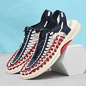 preiswerte Urlaubsandalen-Herren-Sneaker in Rot und Marineblau, Laufschuhe mit einzigartigem Schnürdesign und gepolsterter Sohle für Sport und Freizeit