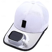 preiswerte Ventilator-Solarventilator-Hut, Baseballkappe mit Solarventilator, Sommer-UV-Schutz, breite Krempe, Netz-Strandhut, solarbetrieben/USB-Aufladung