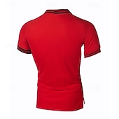  Herren Gestreift Polo Golfshirt Kurzarm Revers Mode Lässig Outdoor Sport Täglich Knöpfe Spleißen Sommer Weiß Rote Marineblau