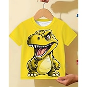 abordables Animaux 3D pour Garçon-Garçons 3D Dinosaure T-shirt Manche Courte Été Printemps Mode Basique Enfants 4-12 ans Col Rond Extérieur Occasionnel Quotidien Coupe régulière