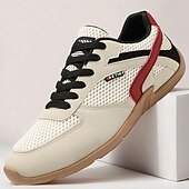 Χαμηλού Κόστους Ανδρικά Sneakers-Ανδρικά λευκά και κόκκινα αθλητικά αθλητικά παπούτσια με μαύρο σχέδιο και κορδόνια - αθλητικά, άνετα, ιδανικά για τρέξιμο, γυμναστήριο και casual ρούχα