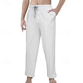 preiswerte Schlaf unten-Herren Freizeitkleidung Lounge Hose Einfarbig Mode Klassisch Lässig Heim Täglich Bett Polyester Komfort Atmungsaktiv Weich Hose Kordelzug Elastischer Bund Frühling Herbst Schwarz Weiß