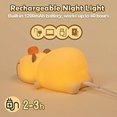 baratos Luzes decorativas-Luz noturna de silicone fofa com animais, lâmpada LED de silicone macia para crianças, luz noturna ideal para berçário, decoração divertida para quarto de meninos e meninas, luz suave e segura para