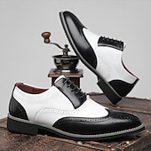 economico Formale-Scarpe da uomo Oxford con punta a coda di rondine in bianco e nero, scarpe eleganti brogue in vera pelle ispirate a Gatsby per feste jazz anni &#039;20, matrimoni vintage ed eventi serali formali