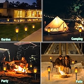 cheap Landscape Lights-6 Pcs Outdoor Waterproof Solar Torch Light Flashing Flame Pathway Light Courtyard Garden Lawn Path Villa Fence Lighting Landscape Decoration Light