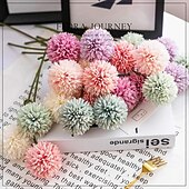 voordelige Kunstbloemen-Artificial Chrysanthemum Ball Flowers, Macaron Color Fake Table Tennis Flowers for Wedding Decor, Home Decoration, Desktop Arrangement, Photography Props, Faux Floral Bouquet