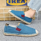 economico Slip-ons e mocassini da uomo-scarpe espadrillas slip-on da uomo rosse con suola in juta - scarpe estive comode e alla moda per l&#039;uso quotidiano