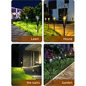 abordables Luces de camino y linternas-Luces solares LED para caminos al aire libre, impermeables, IP65, con encendido y apagado automático y 2 modos de iluminación. Iluminación de paisajes al aire libre para patios, jardines, caminos,