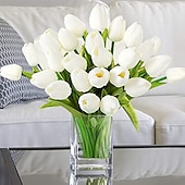 levne Umělé rostliny a květiny-Umělá květina tulipán z pu, realistická simulace tulipánu pro domácí dekoraci, svatební umělá květina, měkký dotek, elegantní aranžmá z umělých tulipánů