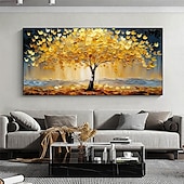 preiswerte Baumölgemälde-handgemachtes original goldenes Ölgemälde Baum des Lebens auf Leinwand abstrakte Baumlandschaft Wandkunst für Wohndekoration mit gespanntem Rahmen ohne Innenrahmen Gemälde