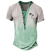 preiswerte Ethnischer Stil-Herren Farbverlauf T Shirt Henley Hemd T-Shirt Kurzarm Designer Basic Klassisch Outdoor Lässig Täglich Sommer Blau Purpur Grün Henley Henley T-Shirt