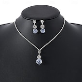 abordables Parures de Bijoux-Ensembles de bijoux de mariée 1 ensemble de boucles d&#039;oreilles en zircon et strass, collier pour femmes, ensemble de bijoux élégant et doux pour fête de mariage