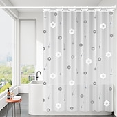 お買い得  シャワーカーテン-PEVAシャワーカーテンパターン印刷バスカーテン防水カビ防止、フック付き180x180cm 70&quot;x70&quot; 200cm長