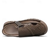 billiga Avslappnade sandaler-herrsandaler bruna friluftssandaler med kardborreband och bekväm design för vandringsresor och vardagsbruk