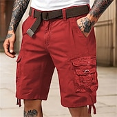 economico All&amp;#39;aperto-Per uomo Pantaloncini cargo Shorts Pantaloncini Estivi Multi-tasche Tasca con Patta Semplice Comodità Indossabile Lunghezza al ginocchio All&#039;aperto Sport Quotidiano Moda Casual Nero Rosso