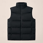 preiswerte Men&#039;s Vest-Herren Steppweste Täglich Lässig Herbst Winter Tasche Polyester Bequem Einfarbig Vorne geknöpft Stehkragen Normale Passform Schwarz Königliches Blau Dunkelgrün Hell Gray Weste